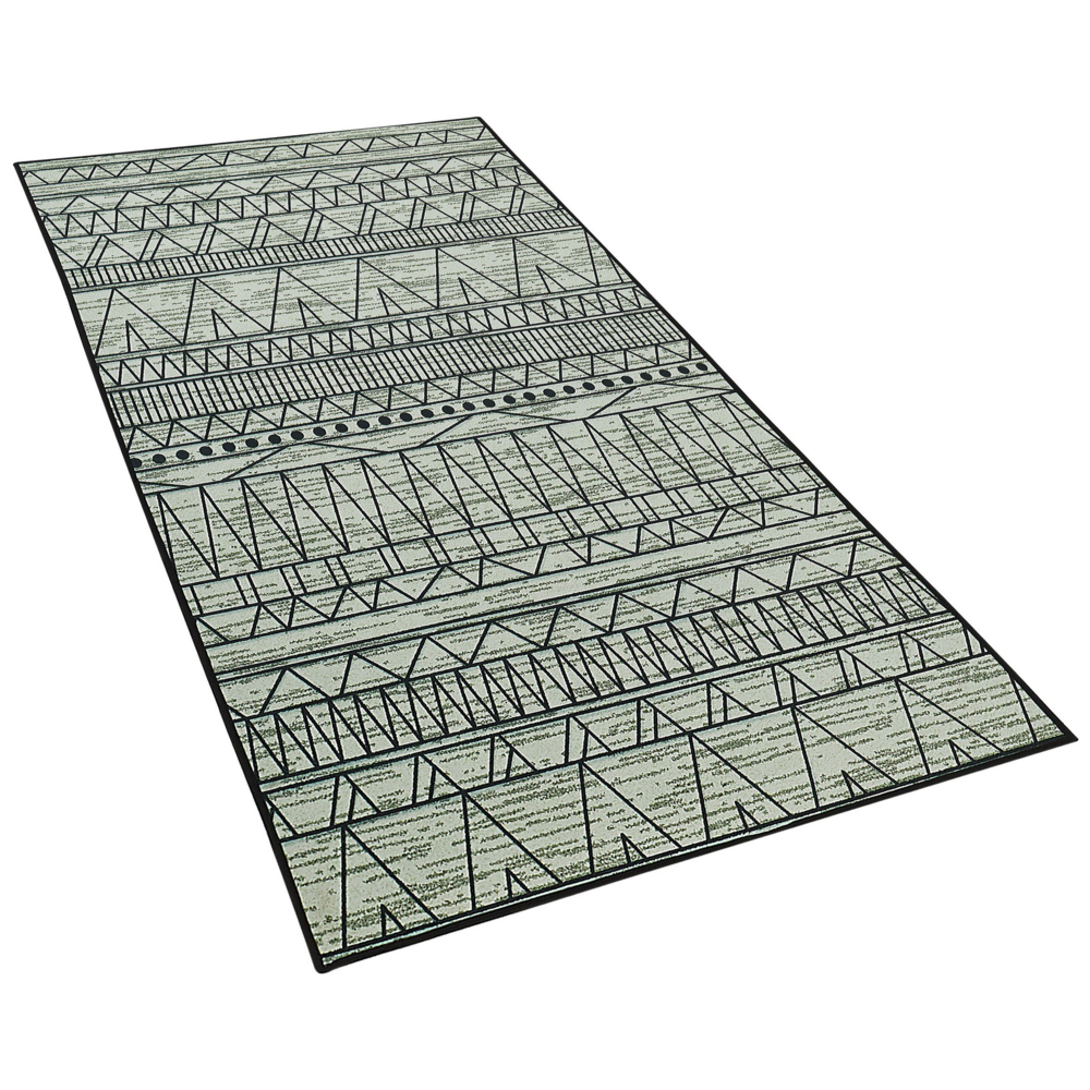 Tappeto Nero e grigio poliestere 80 x 150 cm a pelo corto motivo geometrico