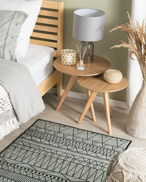 Tappeto Nero e grigio poliestere 80 x 150 cm a pelo corto motivo geometrico