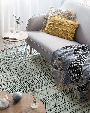 Tappeto Nero e grigio poliestere 160 x 230 cm a pelo corto motivo geometrico