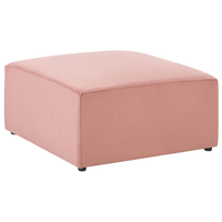 Poggiapiedi quadrato imbottito in velluto a coste rosa ottomana dal design moderno