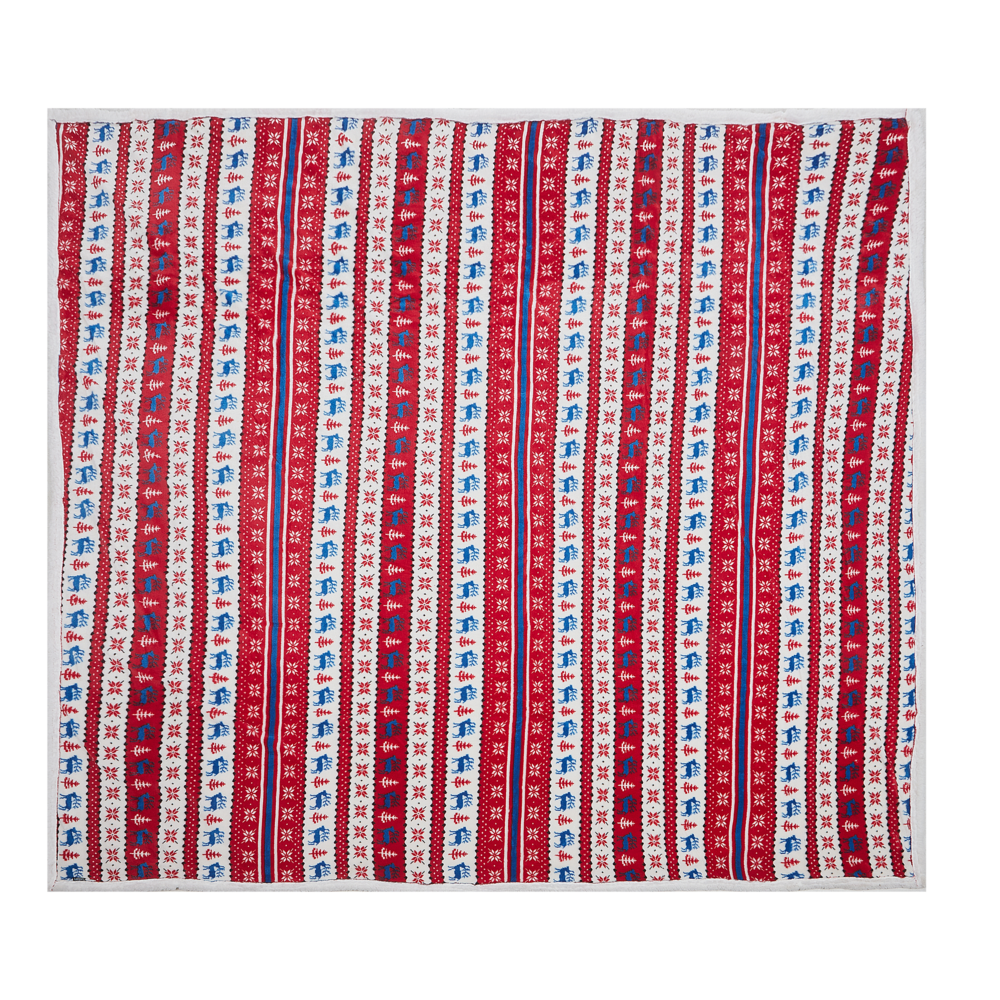 Coperta Plaid in Flanella Rossa e Blu 200 x 220 cm Invernale Stile Maglione Natalizio