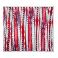 Coperta Plaid in Flanella Rossa e Blu 200 x 220 cm Invernale Stile Maglione Natalizio