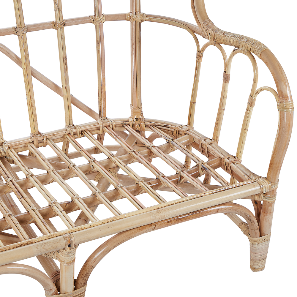 Set Divani Da Giardino Beige Rattan Naturale 2 Tavoli 2 Poltrone Divano Cuscini Per Interni Esterni Boho