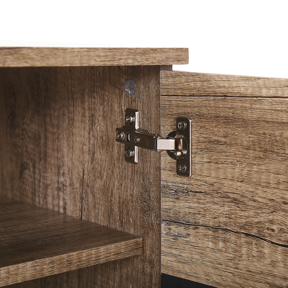 Mobile TV in legno chiaro e truciolare Nero per mensole TV 68'' ante fori passacavi design moderno