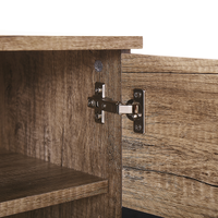 Mobile TV in legno chiaro e truciolare Nero per mensole TV 68'' ante fori passacavi design moderno