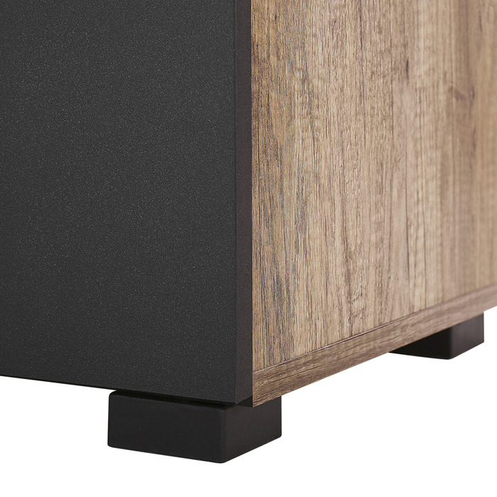 Mobile TV in legno chiaro e truciolare Nero per mensole TV 68'' ante fori passacavi design moderno