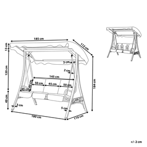 Altalena da patio Tessuto Beige Struttura In Acciaio dondolo 3 Posti