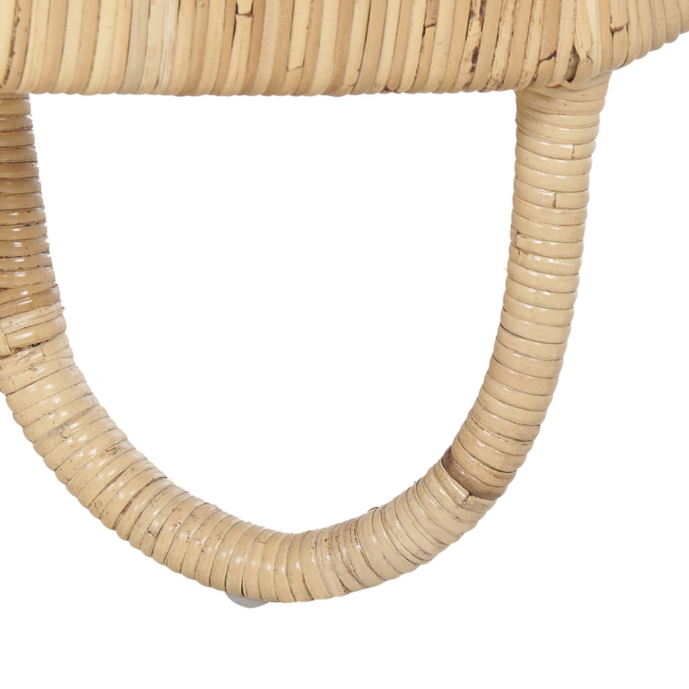 Poltrona Sedia in Rattan Naturale Beige con Cuscini in Cotone Vimini Boho Design