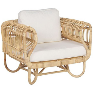 Set divano 3 posti in rattan naturale beige e poltrone con tavolino in vimini Boho Design