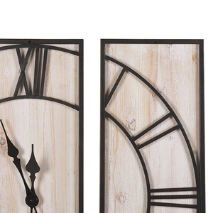 Orologio da parete in legno chiaro 3 pezzi 75 x 75 cm con struttura in metallo Nero fatto a mano