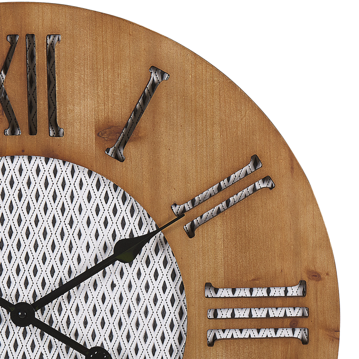 Orologio da parete in legno scuro rotondo ø 60 cm fatto a mano con motivo diamante