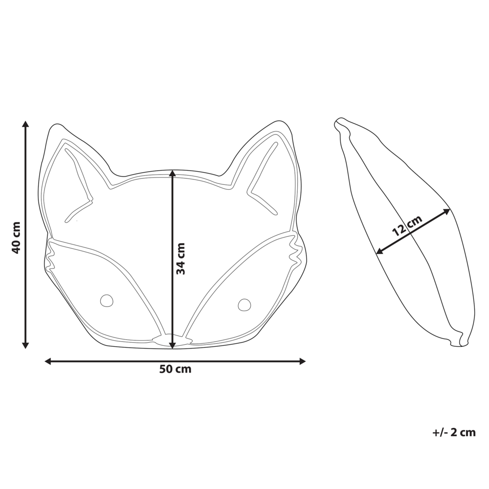 Cuscino per bambini in cotone arancione 50 x 40 cm a forma di volpe decorativo per camerette con animali