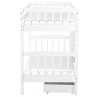 Letto a castello letto doppio con cassetti portaoggetti in legno di pino bianco singola 90 x 200 per bambini cameretta
