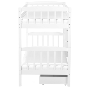 Letto a castello letto doppio con cassetti portaoggetti in legno di pino bianco singola 90 x 200 per bambini cameretta