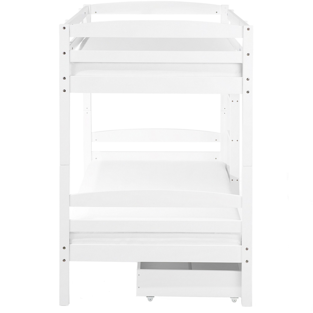 Letto a castello letto doppio con cassetti in legno di pino bianco singola misura 90 x 200 per bambini in cameretta