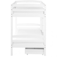 Letto a castello letto doppio con cassetti in legno di pino bianco singola misura 90 x 200 per bambini in cameretta