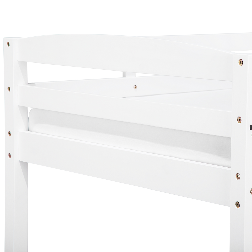 Letto a castello letto doppio con cassetti in legno di pino bianco singola misura 90 x 200 per bambini in cameretta