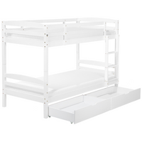 Letto a castello letto doppio con cassetti in legno di pino bianco singola misura 90 x 200 per bambini in cameretta