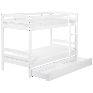 Letto a castello letto doppio con cassetti in legno di pino bianco singola misura 90 x 200 per bambini in cameretta