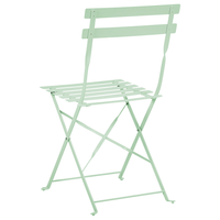 Set da bistrot da 3 pezzi in metallo verde menta con schienale a doghe pieghevole all'aperto
