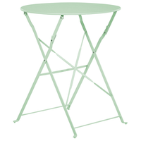 Set da bistrot da 3 pezzi in metallo verde menta con schienale a doghe pieghevole all'aperto