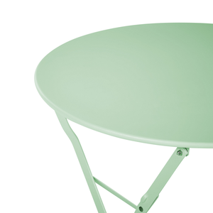 Set da bistrot da 3 pezzi in metallo verde menta con schienale a doghe pieghevole all'aperto