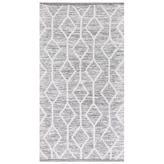Tappeto grigio con lana beige e cotone 80 x 150 cm motivo geometrico tessuto a mano flatweave