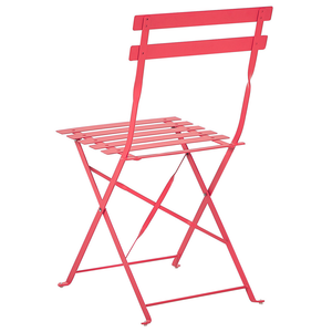 Set da bistrot da 3 pezzi con schienale a doghe pieghevole in metallo rosso per esterni