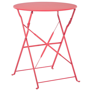 Set da bistrot da 3 pezzi con schienale a doghe pieghevole in metallo rosso per esterni