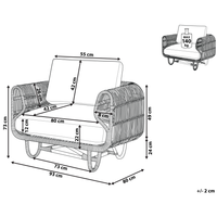 Poltrona Sedia in Rattan Naturale Beige con Cuscini in Cotone Vimini Boho Design