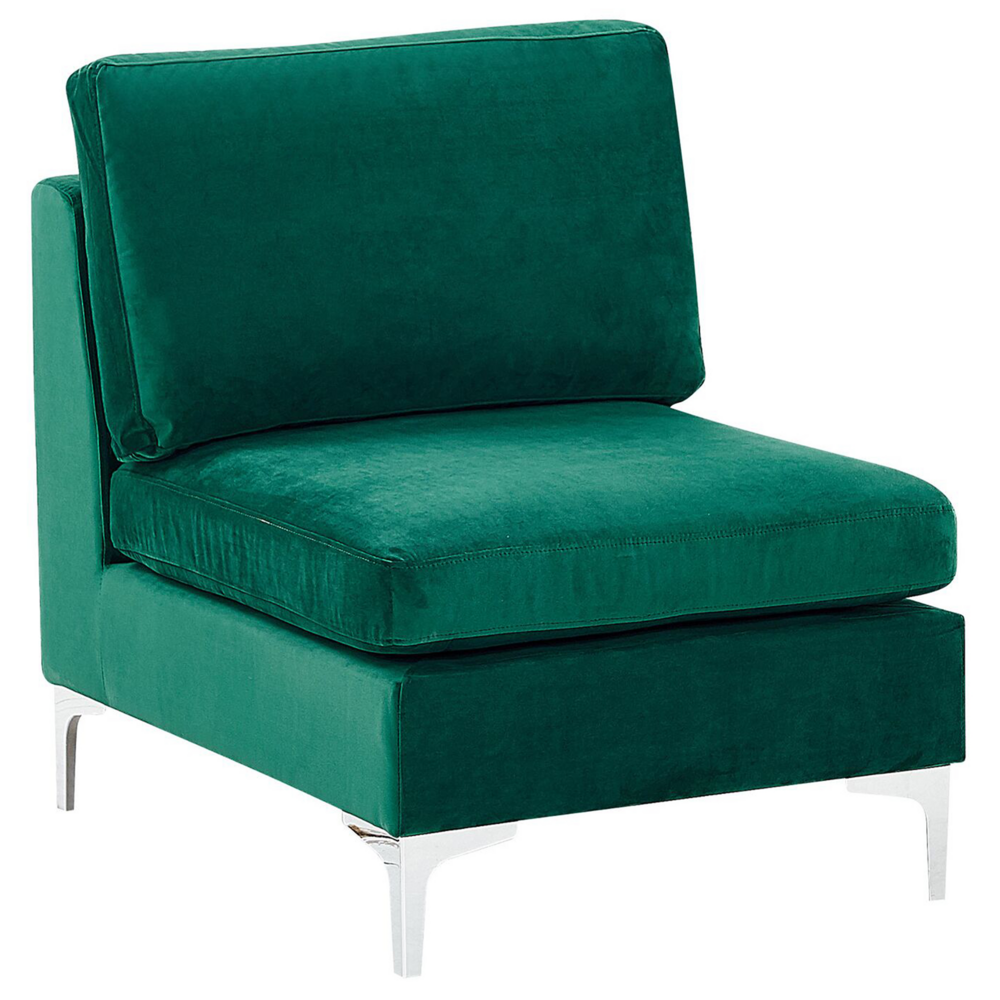 Modulo divano a 1 posto in velluto verde Gambe in metallo argento Stile glamour