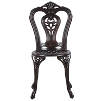 Set Bistrot Marrone Alluminio Giardino Esterno 2 Posti Tavolo ø 65 cm 2 Sedie Vintage