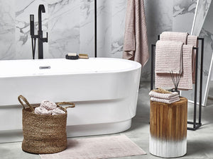 Set di 11 asciugamani telo da bagno e tappetino da bagno per ospiti in cotone rosa a bassa torsione