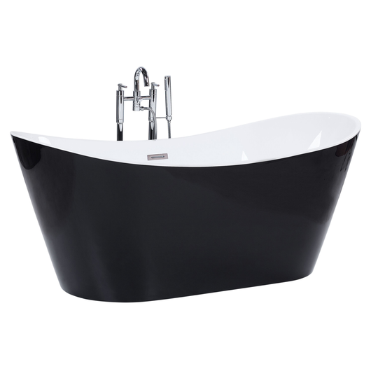 Bagno Nero con argento sanitario acrilico singolo 160 x 76 cm autoportante moderno