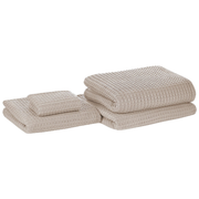 Set di 4 asciugamani da bagno e tappetino da bagno per ospiti in cotone beige Zero Twist