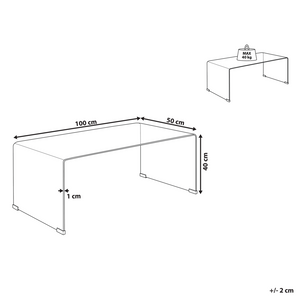 Tavolino Trasparente 100 x 50 cm Rettangolare stile Minimalista