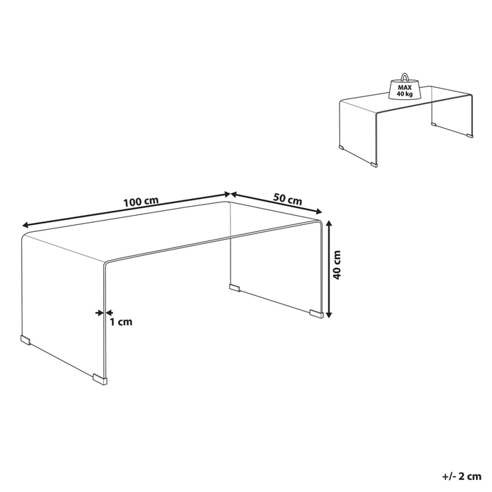 Tavolino Trasparente 100 x 50 cm Rettangolare stile Minimalista