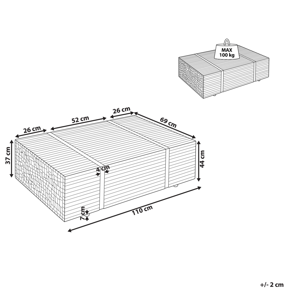 Tavolino Teak in Legno Massello su Ruote Rettangolare Industriale Rustico