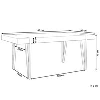 Tavolo da pranzo leggero piano in legno gambe a forcella in metallo Nero 180 x 90 cm stile industriale rettangolare