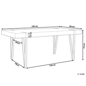 Tavolo da pranzo leggero piano in legno gambe a forcella in metallo Nero 180 x 90 cm stile industriale rettangolare