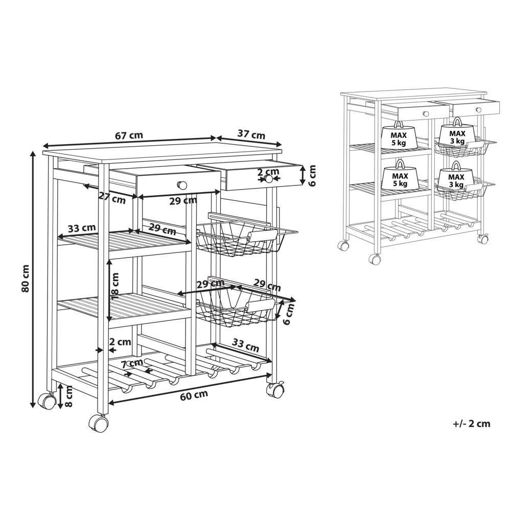 Carrello da cucina in bambù in legno chiaro con ruote portabottiglie carrello sala da pranzo mobile