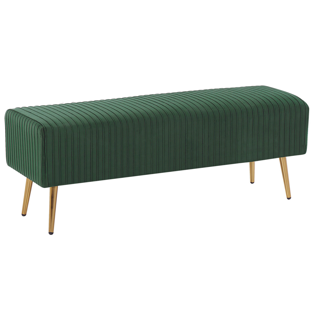 Panca Velluto Verde Smeraldo Imbottito Gambe In Metallo dorato 118 cm Glamour Soggiorno Camera Da Letto Corridoio