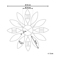 Orologio da Parete Marrone Cornice in Ferro Forma Fiore Design Numeri Romani Rotondo 55 cm