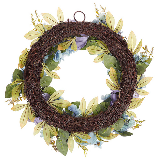 Ghirlanda Porta Blu Fatto A Mano Decorativo Fiore Artificiale Rotondo 50 cm Tavolo Decorazione Parete Stile Rustico Tradizionale