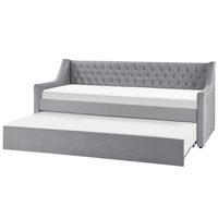 Letto singolo con letto estraibile 90 x 200 cm in Velluto grigio con Rete a Doghe