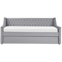 Letto singolo con letto estraibile 90 x 200 cm in Velluto grigio con Rete a Doghe