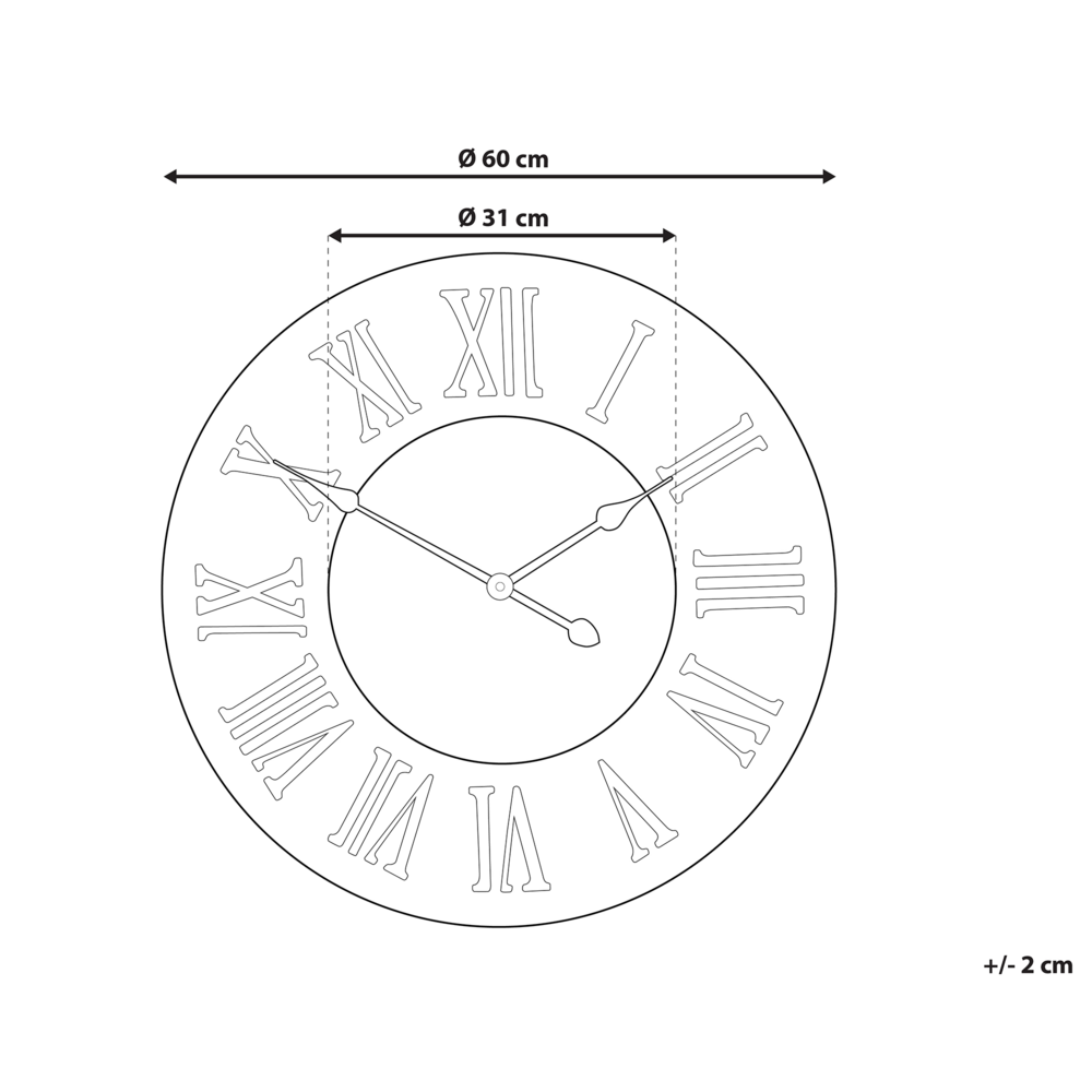 Orologio da parete in legno scuro rotondo ø 60 cm fatto a mano con motivo diamante