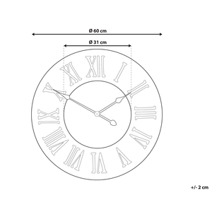 Orologio da parete in legno scuro rotondo ø 60 cm fatto a mano con motivo diamante