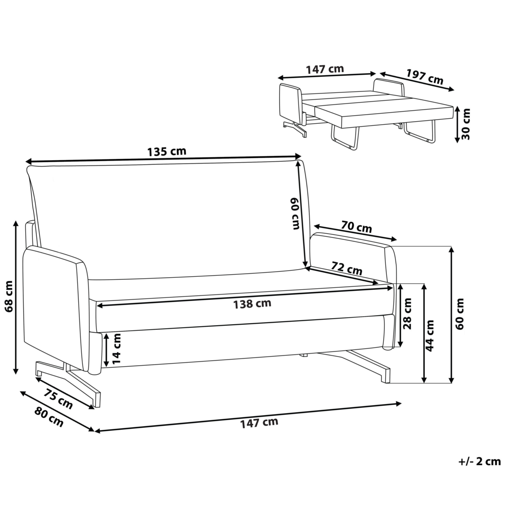 Divano Letto Tessuto Beige 2 Posti Soggiorno in stile Moderno contemporaneo soggiorno