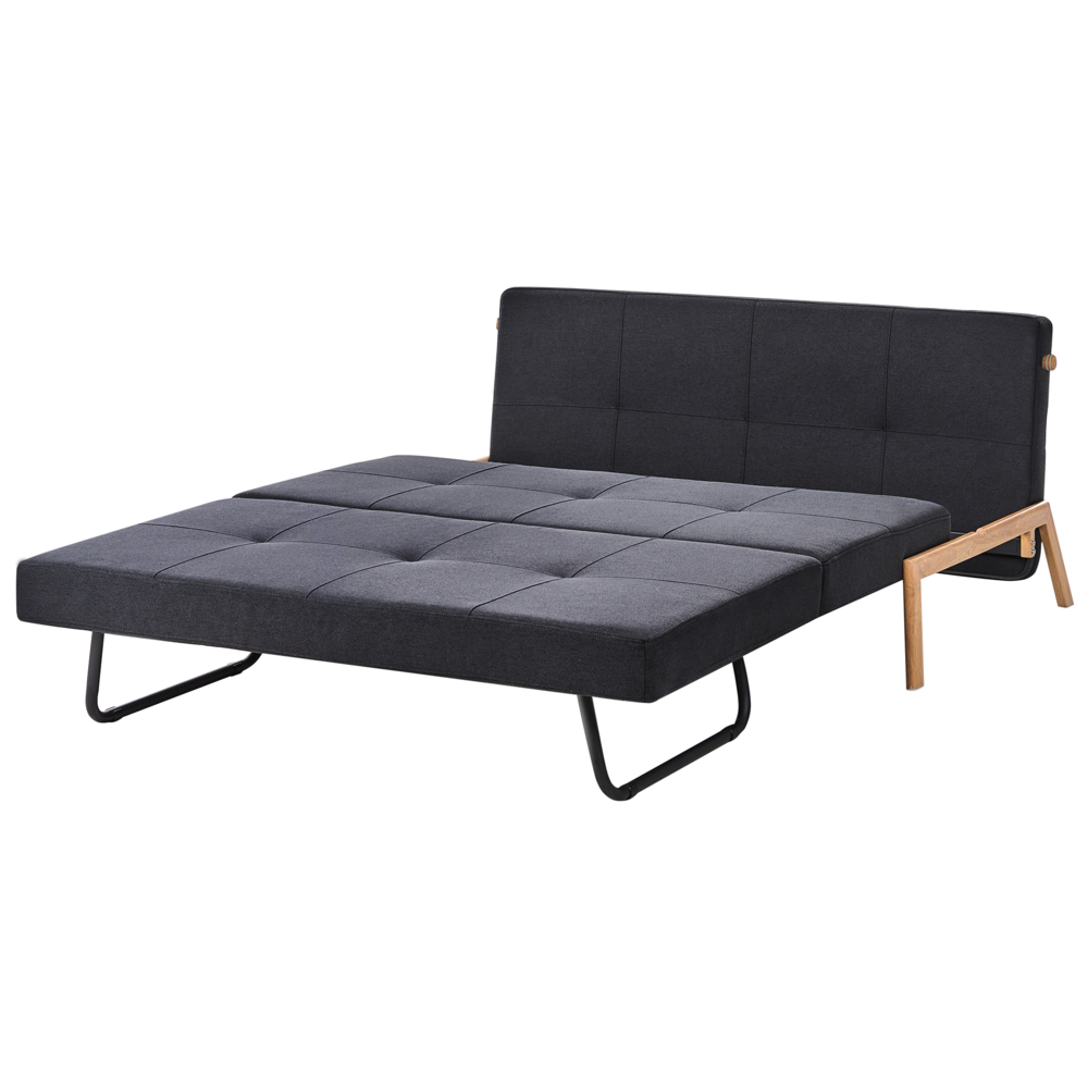Divano Letto Tessuto Nero 2 Posti Cuscini Scandinavo stile moderno